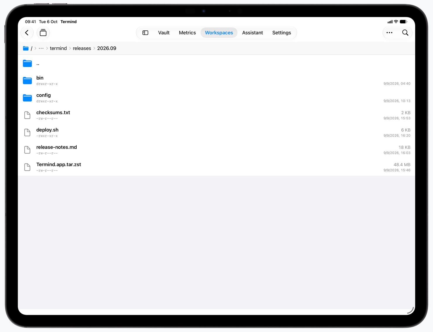 Termind SFTP browser on iPad
