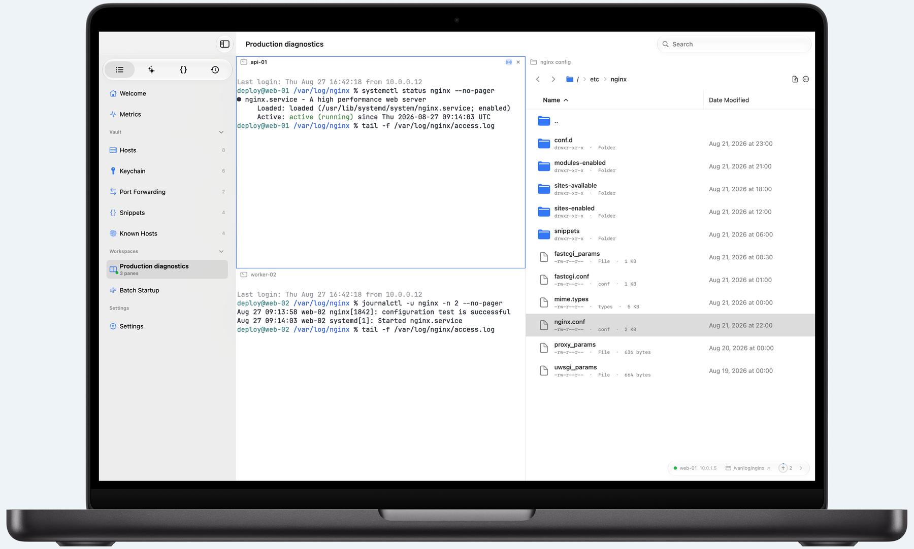 Multi-pane Termind workspace on Mac