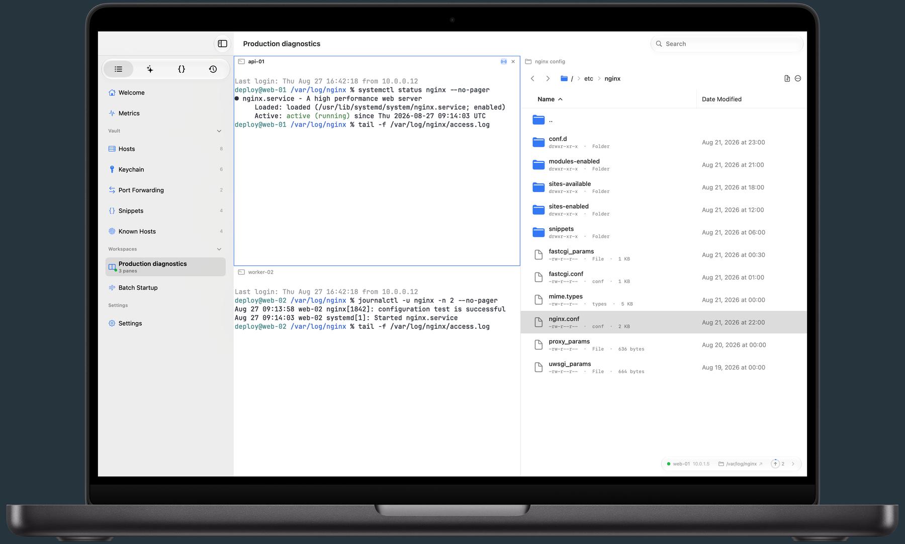 Multi-pane Termind workspace on Mac