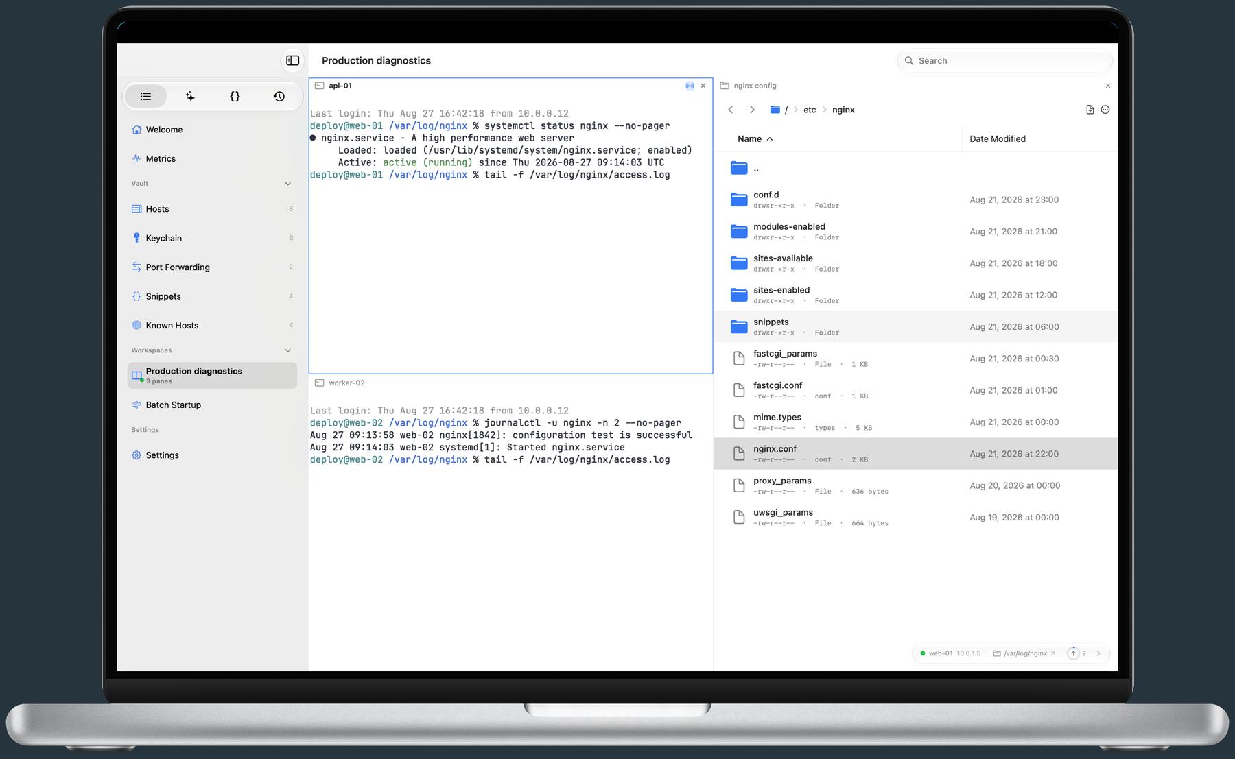 Multi-pane Termind workspace on Mac